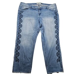 Torrid Embroidered Cropped Jeans In 22